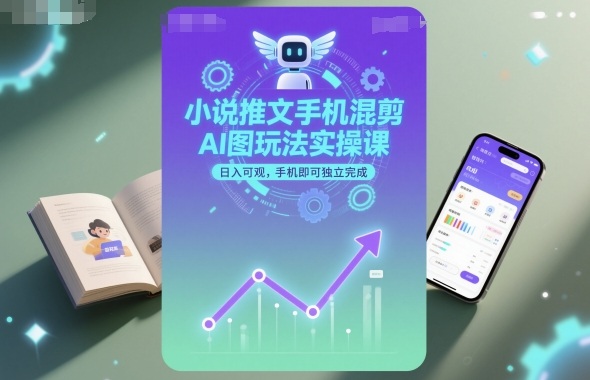 小说推文手机混剪AI图玩法实操课，日入可观，手机即可独立完成-DE云网创