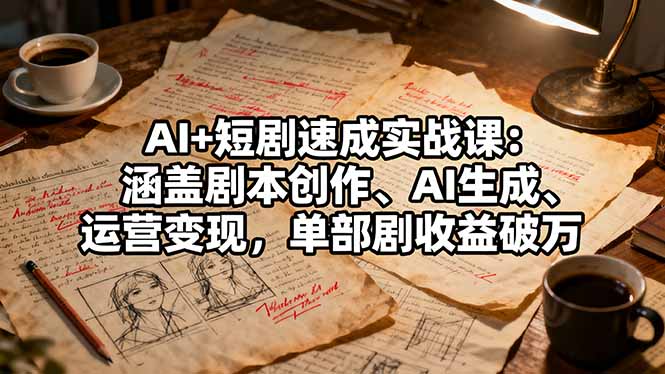 AI+短剧速成实战课：涵盖剧本创作、AI生成、运营变现，单部剧收益破万-DE云网创
