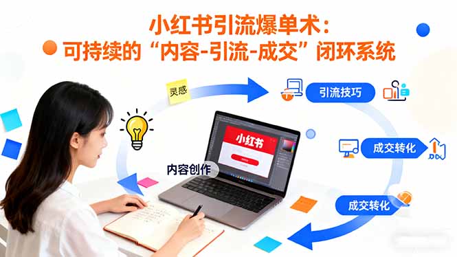小红书引流爆单术：构建一套低成本 可持续的“内容-引流-成交”闭环系统-DE云网创