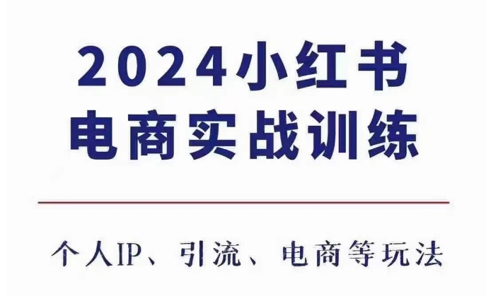 2024小红书电商3.0实战训练，包含个人IP、引流、电商等玩法-DE云网创