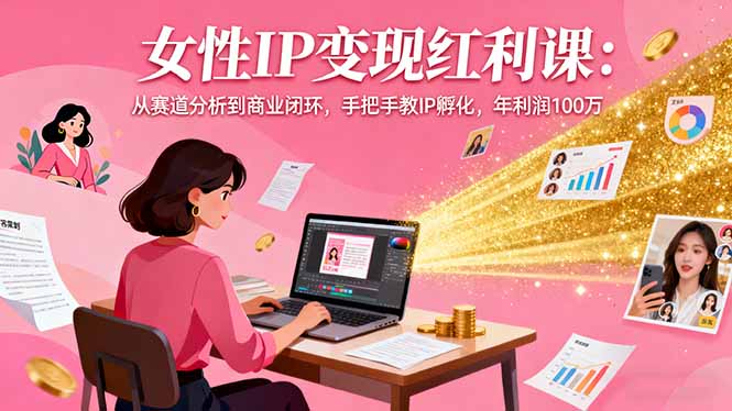 女性IP变现红利课：从赛道分析到商业闭环，手把手教IP孵化，年利润100万-DE云网创