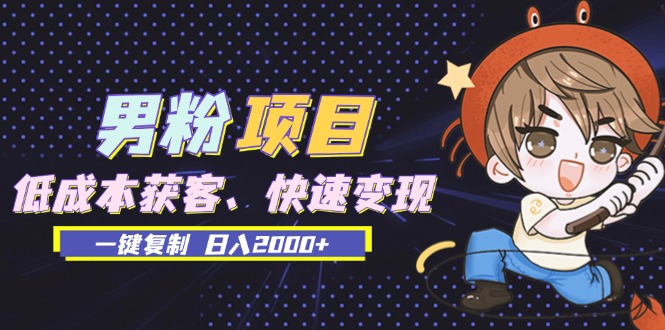 （13527期）男粉项目：低成本获客、快速变现、一键复制 日入2000+-DE云网创