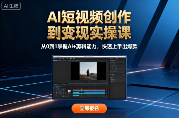 AI短视频创作到变现实操课，从0到1掌握AI+剪辑能力，快速上手出爆款(更新10月)-DE云网创