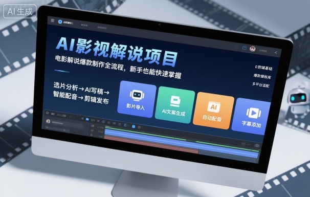 AI影视解说项目,电影解说爆款制作全流程,新手也能快速掌握-DE云网创