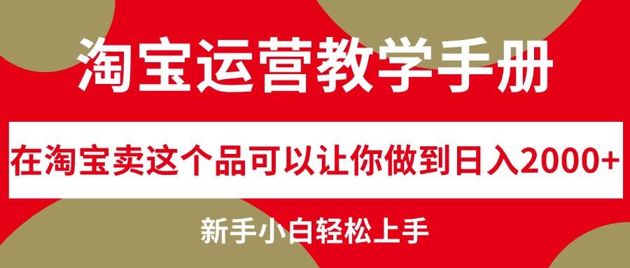 淘宝运营教学手册，在淘宝卖这个品可以让你做到日入2000+，新手小白轻…-DE云网创