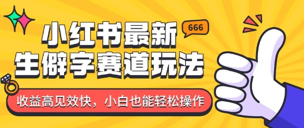 小红书最新生僻字赛道玩法,收益高见效快,小白也能轻松操作-DE云网创