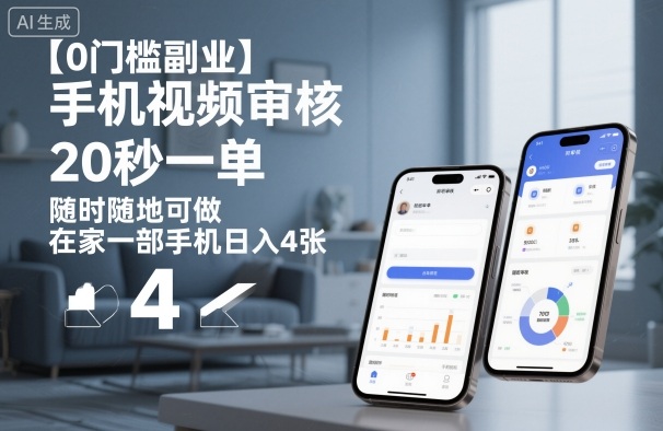 【0门槛副业】手机视频审核,20秒一单,随时随地可做,在家一部手机日入4张【揭秘】-DE云网创