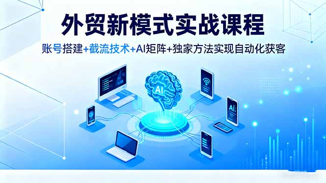 外贸新模式实战课程，账号搭建+截流技术+AI矩阵+独家方法实现自动化获客-DE云网创