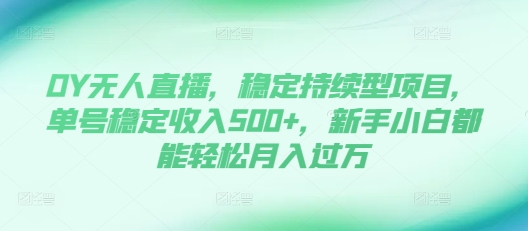DY无人直播，稳定持续型项目，单号稳定收入500+，新手小白都能轻松月入过万【揭秘】-DE云网创