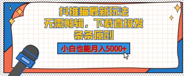 抖推猫最新玩法，小白也能月入5000+，小说推文无需剪辑，直接代发，2分钟直接搞定-DE云网创