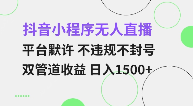 抖音小程序无人直播 平台默许 不违规不封号 双管道收益 日入多张 小白也能轻松操作【揭秘】-DE云网创