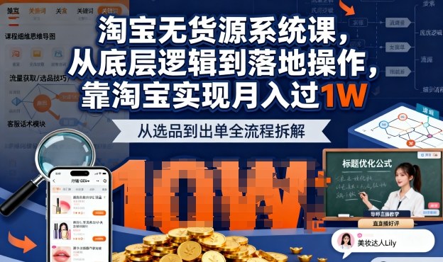 2025最新淘宝无货源系统课，从底层逻辑到落地操作，靠淘宝实现月入过1W-DE云网创