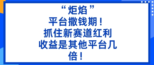 “炬焰”：平台撒钱期！抓住新赛道红利，5分钟二创内容，收益是其他平台几倍！-DE云网创