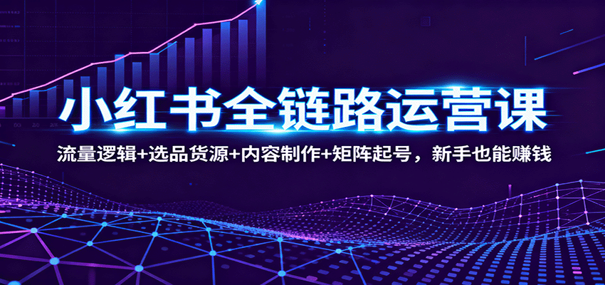 小红书全链路运营课：流量逻辑+选品货源+内容制作+矩阵起号，新手也能赚钱-DE云网创