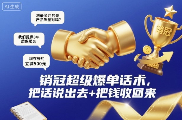 销冠超级爆单话术,把话说出去+把钱收回来-DE云网创