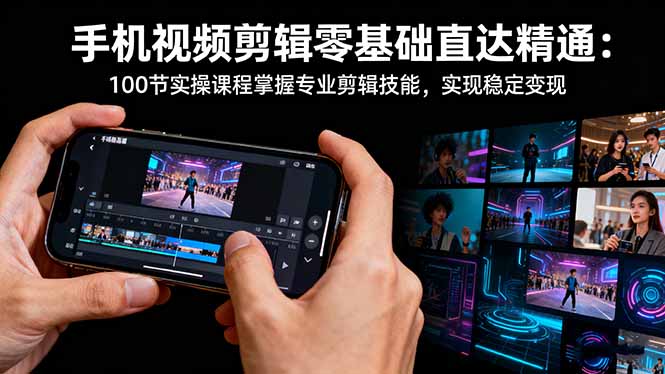 手机视频剪辑零基础直达精通：100节实操课程掌握专业剪辑技能，实现稳…-DE云网创