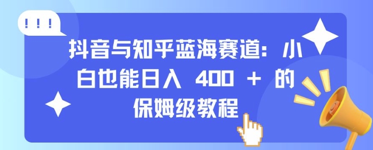 抖音与知乎蓝海赛道：小白也能日入 4张 的保姆级教程-DE云网创