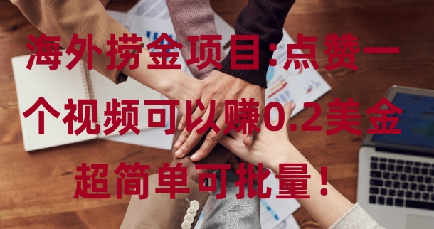 海外捞金项目点赞一个视频可以赚0.2美金，超简单可批量!-DE云网创