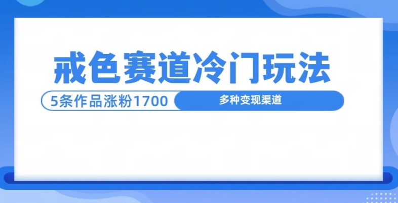 新号5条作品涨粉1600+，戒色赛道冷门玩法，教程送你-DE云网创
