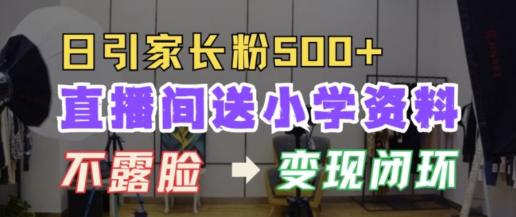 直播间送小学资料，每天引流家长粉500+，变现闭环模式【揭秘】-DE云网创