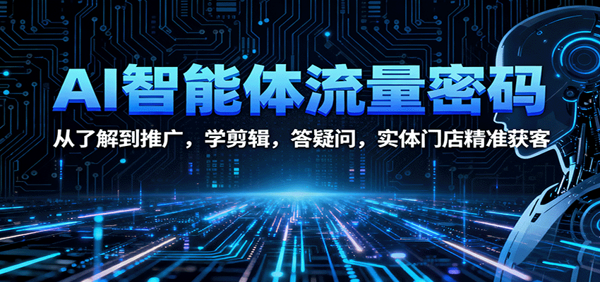 AI智能体流量密码：从了解到推广，学剪辑，答疑问，实体门店精准获客-DE云网创