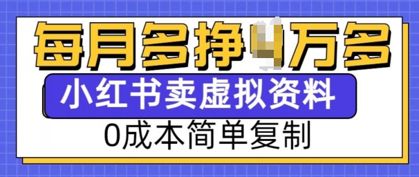 小红书虚拟资料项目,0成本简单复制,每个月多挣1W【揭秘】-DE云网创