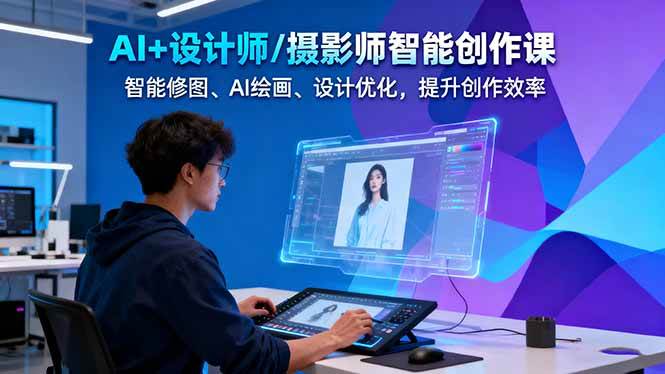AI+设计师/摄影师智能创作课:智能修图、AI绘画、设计优化,提升创作效率-DE云网创