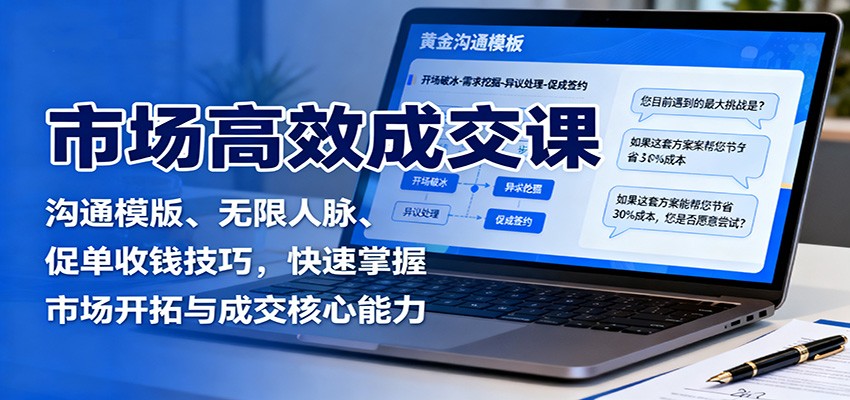 市场高效成交课：沟通模版、无限人脉、促单收钱技巧，快速掌握市场开拓与成交核心能力-DE云网创