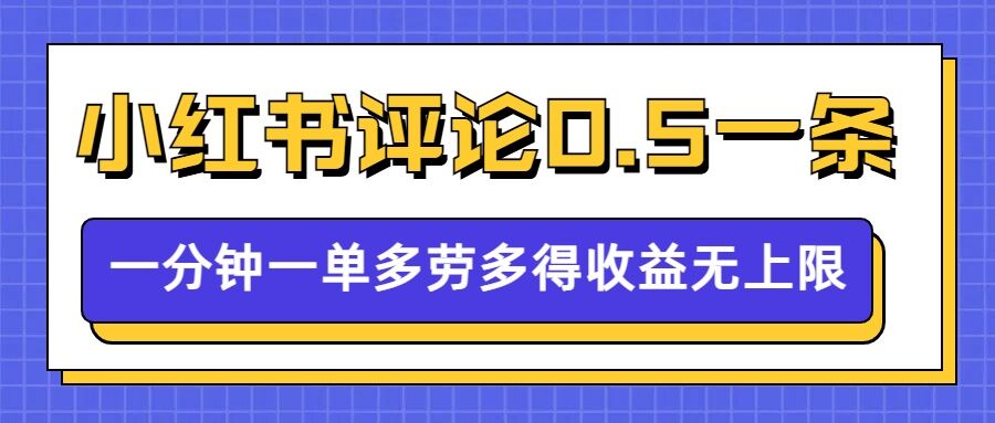 小红书留言评论，0.5元1条，一分钟一单，多劳多得，收益无上限-DE云网创