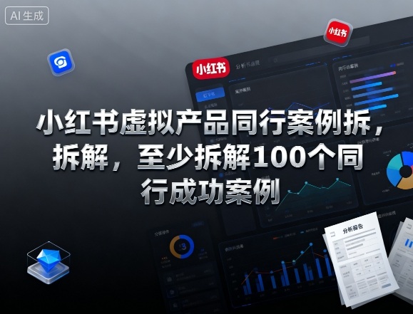 小红书虚拟产品同行案例拆解，至少拆解100个同行成功案例-DE云网创