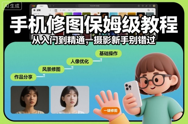 手机修图保姆级教程,从入门到精通,摄影新手别错过-DE云网创