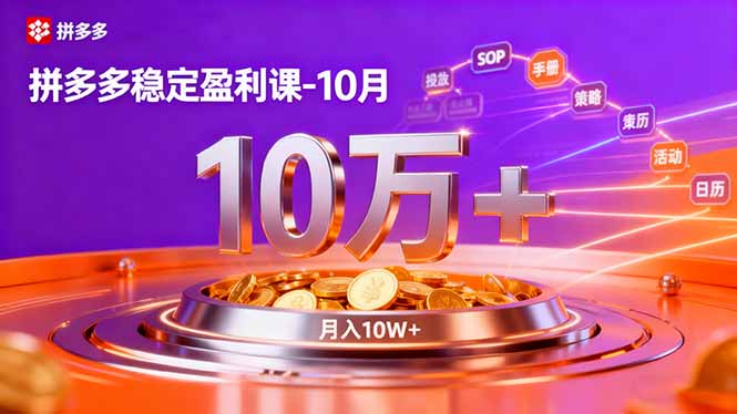 拼多多稳定盈利课-10月,强付费SOP+微付费高投产+活动矩阵,单店月入10万+-DE云网创