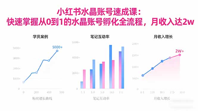 2025小红书水晶账号速成课：快速掌握从0-1水晶账号孵化全流程，月收入达2w-DE云网创
