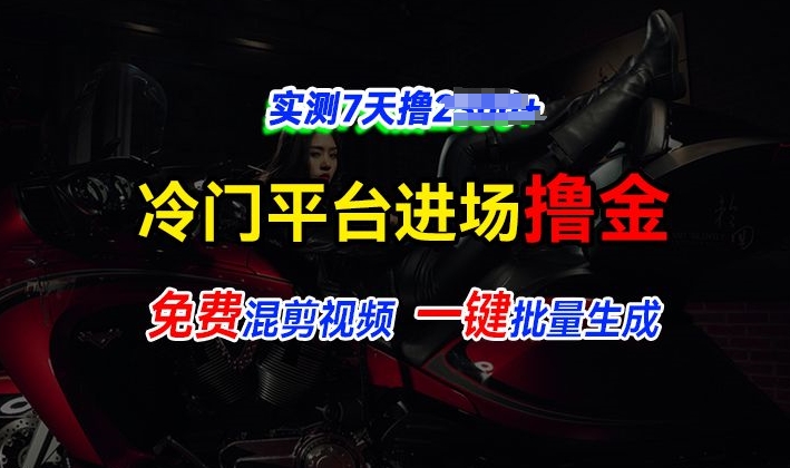 全新冷门平台视频,快速免费进场搞米,通过混剪视频一键批量生成,实测7天撸上千-DE云网创