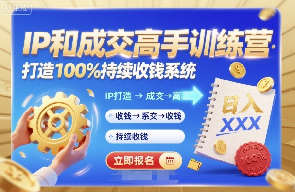 带你成为IP和成交高手的训练营，打造100%持续收钱系统-DE云网创