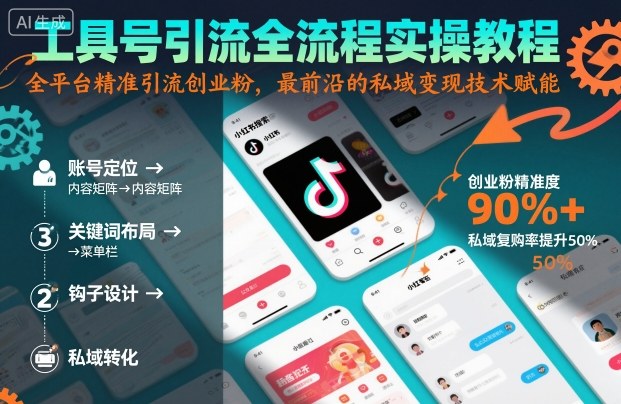 工具号引流全流程保姆级实操教程,全平台精准引流创业粉,最前沿的私域变现技术赋能-DE云网创