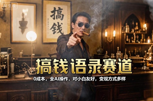 搞钱语录赛道，0成本，全AI操作，对小白友好，变现方式多样-DE云网创