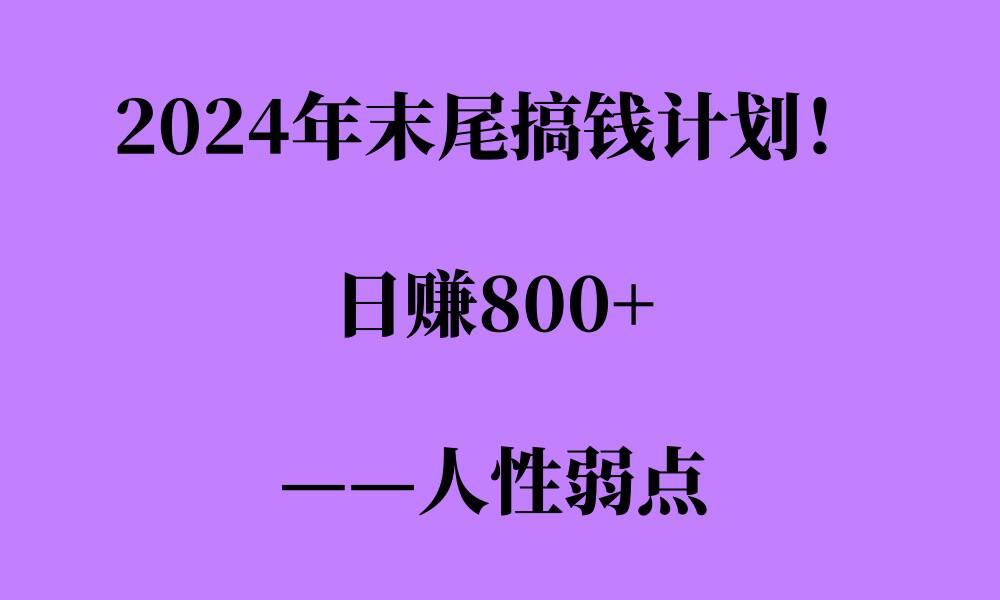 2024年末尾搞钱计划，男粉项目，人性弱点，日入多张-DE云网创