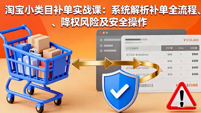 淘宝小类目补单实战课：系统解析补单全流程、降权风险及安全操作-DE云网创