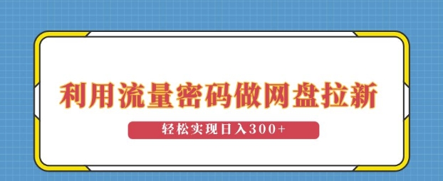 利用流量密码做网盘拉新，操作简单适合0基础小白，轻松实现日入3张-DE云网创