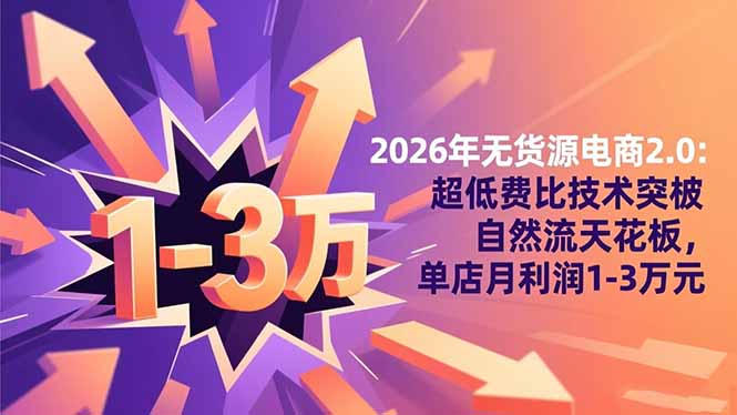 2026年无货源电商2.0:超低费比技术突破自然流天花板,单店月利润1-3万元-DE云网创