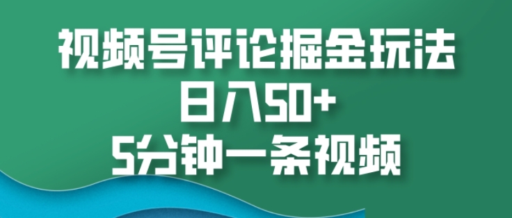 视频号评论掘金玩法，日入50+，5分钟一条视频-DE云网创