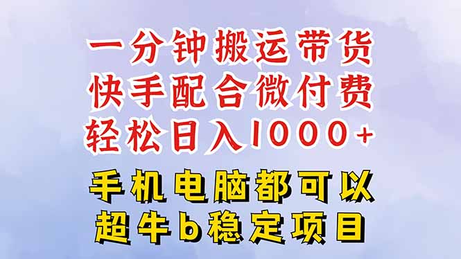 快手黑科技一分钟搬运带货，一刀不剪过原创，微付费投流玩法，轻松日入…-DE云网创