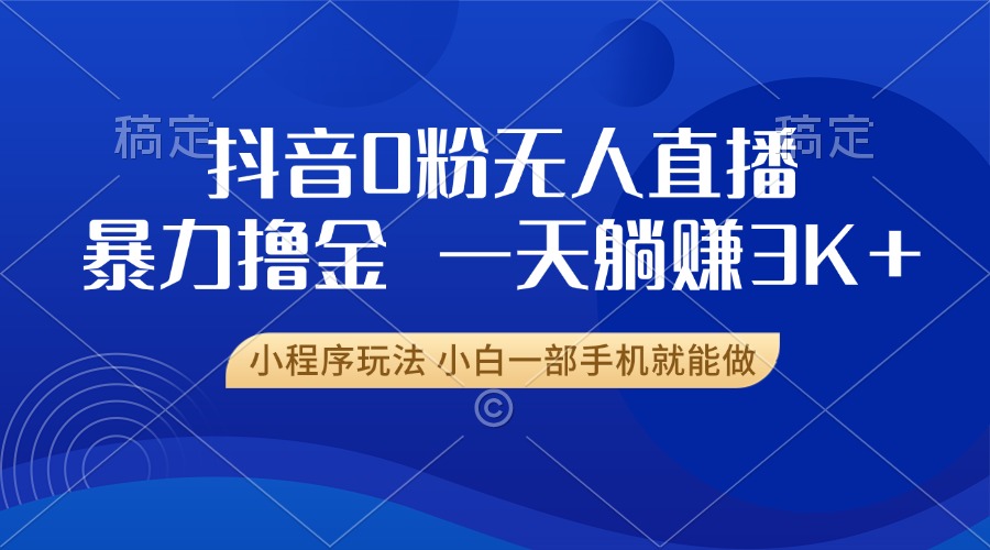 （13449期）抖音0粉无人直播暴力掘金，一天躺赚3K+，小白一部手机就能做-DE云网创