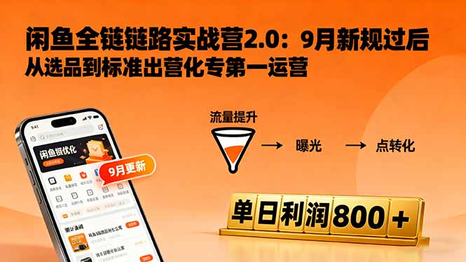闲鱼变现课3.0：掌握链接优化、流量提升、商业变现，单日利润800+-DE云网创
