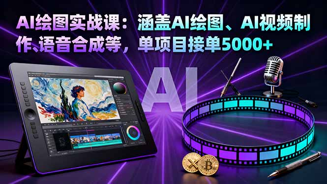 AI绘图实战课：涵盖AI绘图、AI视频制作、语音合成等，单项目接单5000+-DE云网创