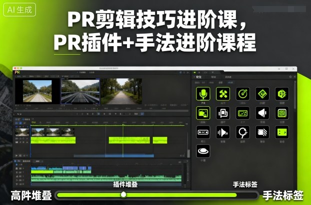 PR剪辑技巧进阶课，PR插件+手法进阶课程-DE云网创