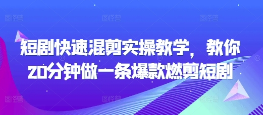 短剧快速混剪实操教学，教你20分钟做一条爆款燃剪短剧-DE云网创