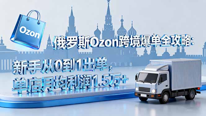 俄罗斯Ozon跨境爆单全攻略：新手从0到1出单，单店月均利润1.5万+-DE云网创