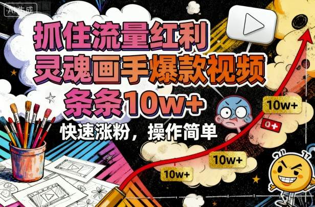 抓住流量红利，灵魂画手爆款视频，条条10w+，快速涨粉，操作简单-DE云网创